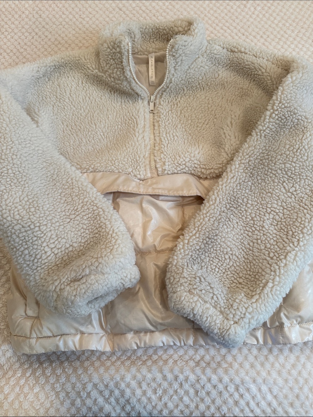 Fabletics Cream Sherpa Half-Zip Pullover